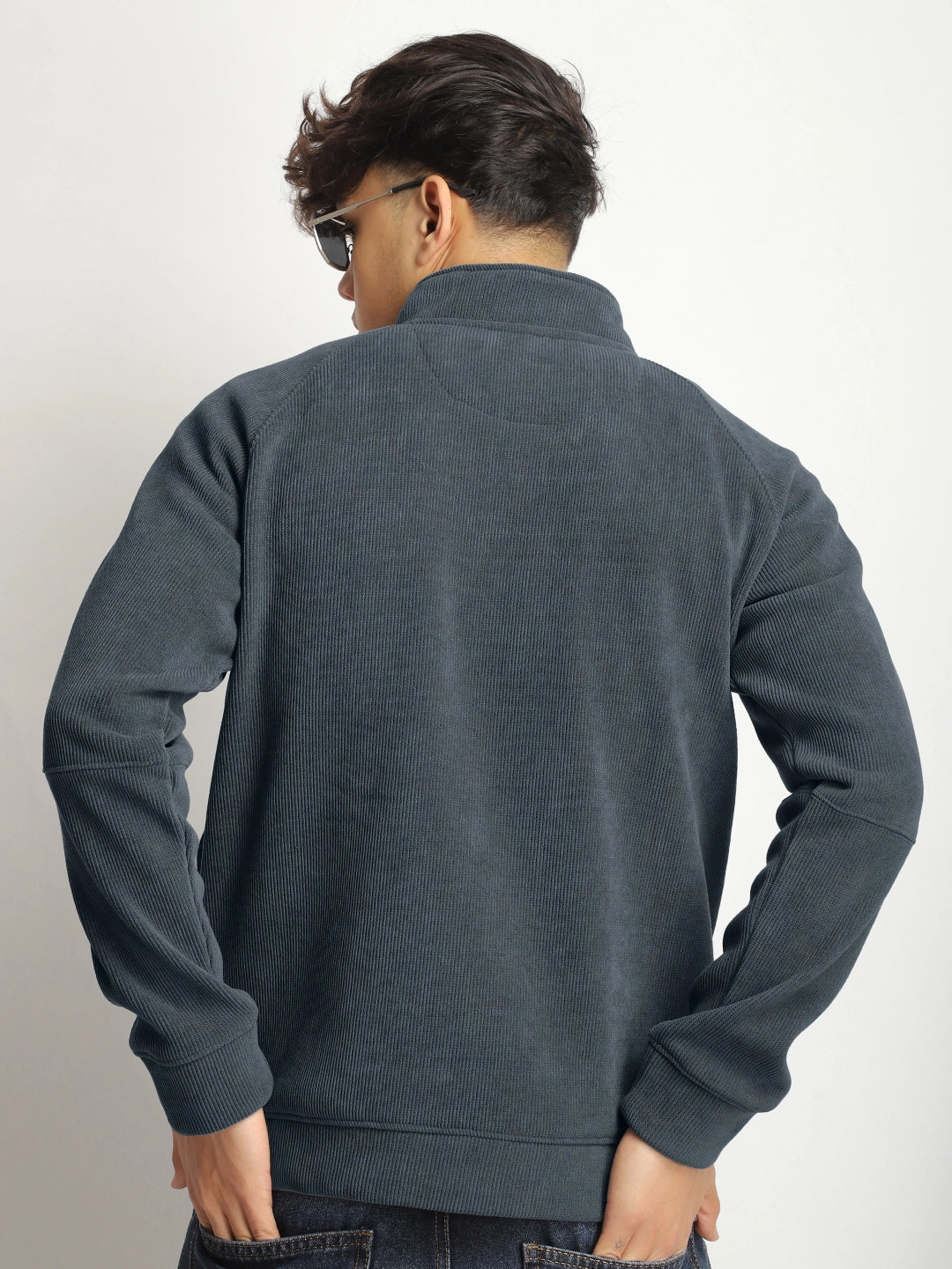 Bonded Corduroy Grey Zipper Jacket Pro