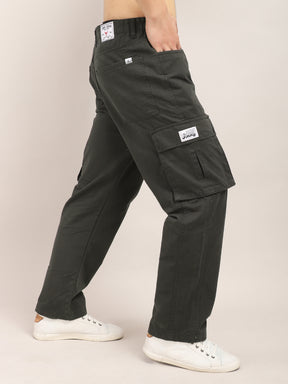 Drippy Dark Grey Cotton Twill Plus Size Cargo