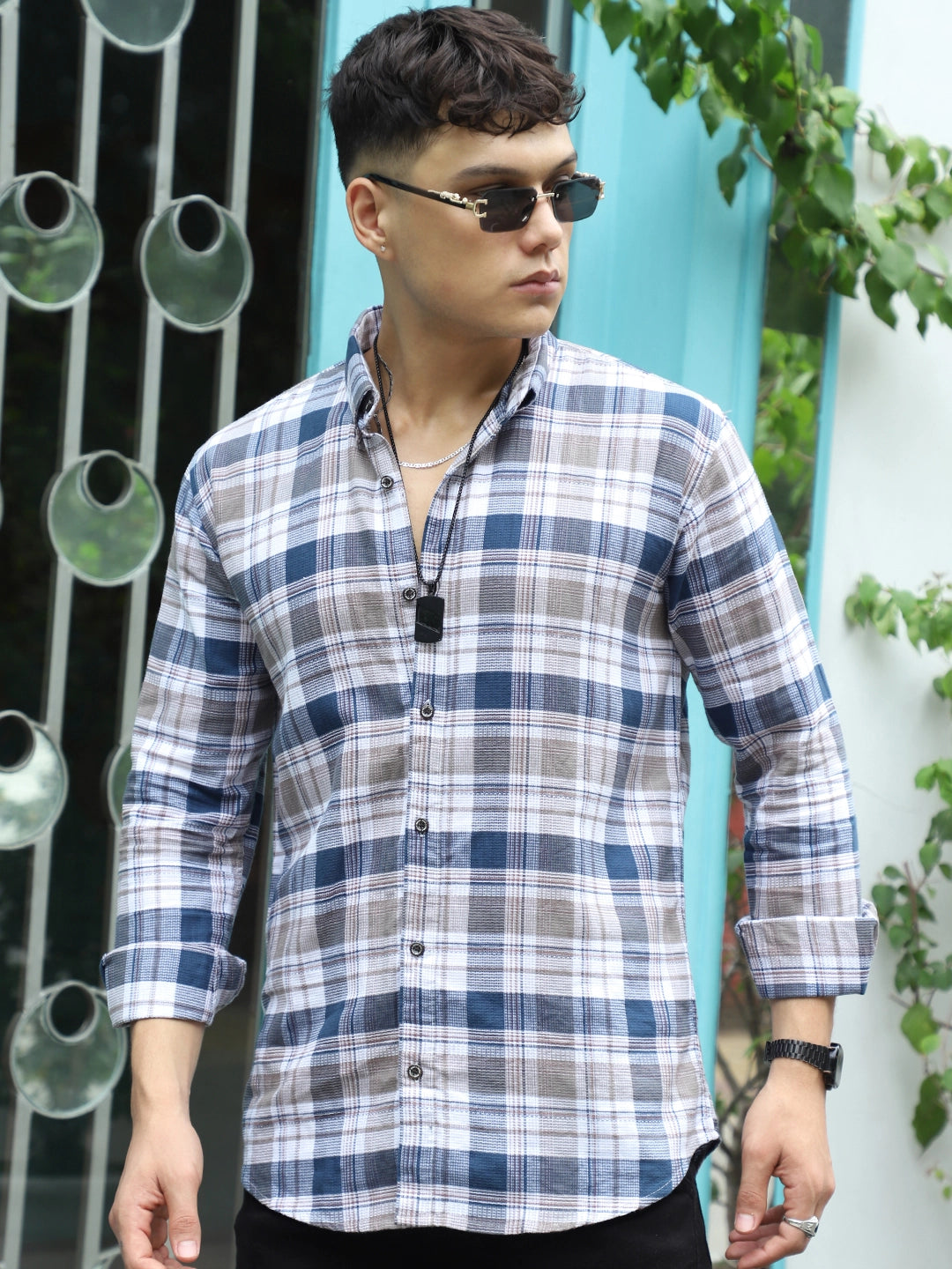 Osaka Blue Check Full Sleeve Shirt