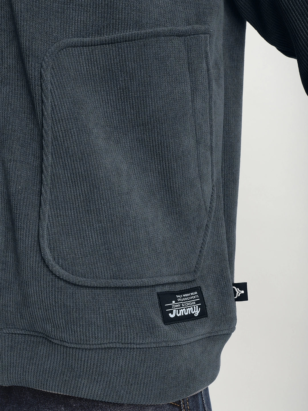 Bonded Corduroy Grey Zipper Jacket Pro