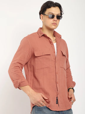 Vero Vibe Lucas Double Clothe Rust Shirt