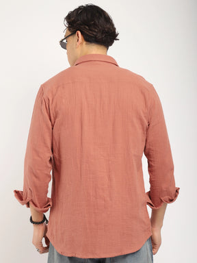 Vero Vibe Lucas Double Clothe Rust Shirt