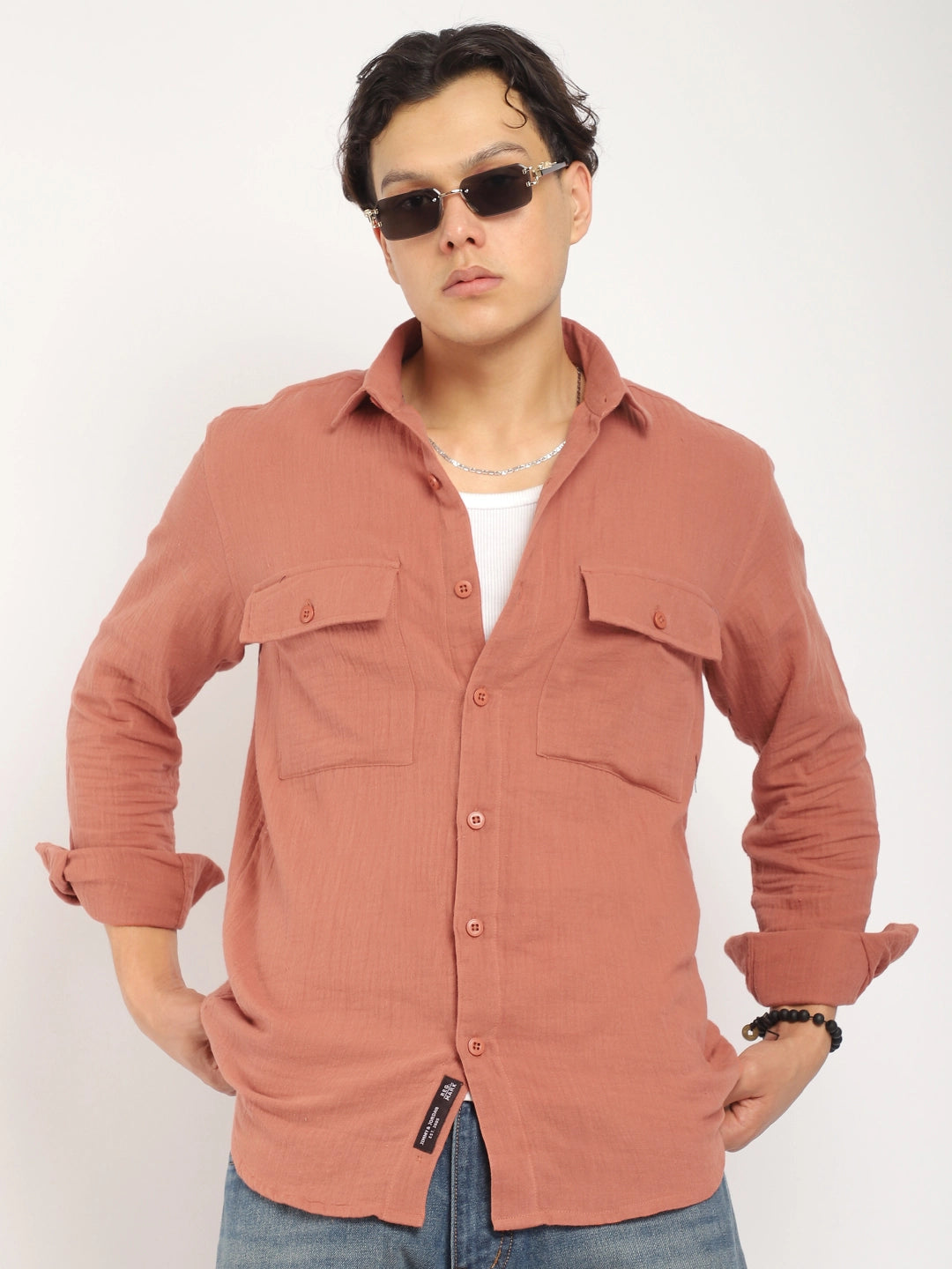 Vero Vibe Lucas Double Clothe Rust Shirt