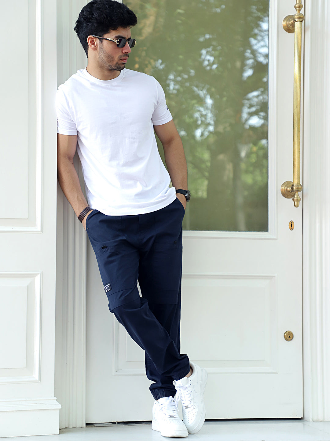 VeroBlend Navy Blue Baggy Fit Cotton Cargo