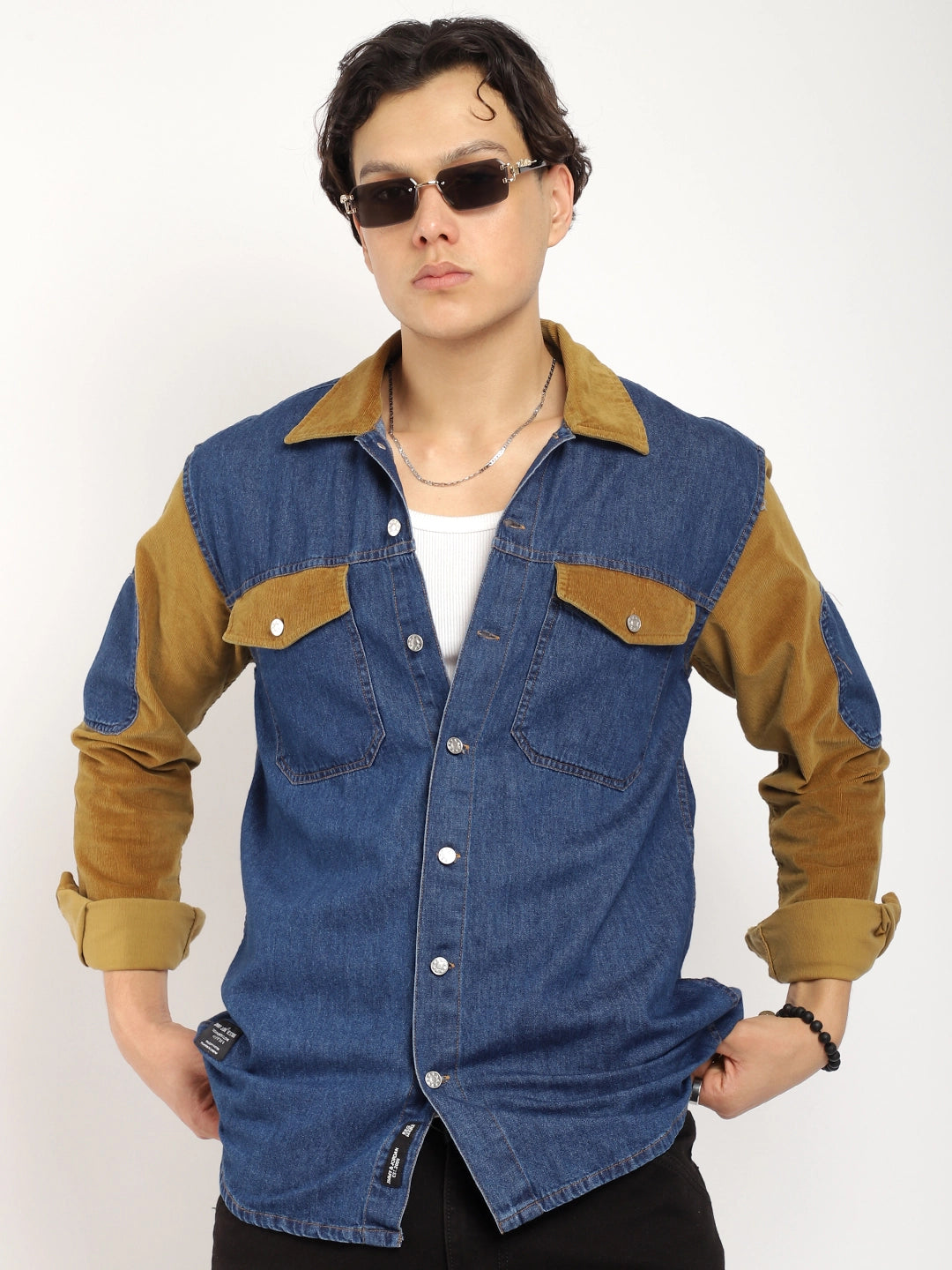 Luxe Fit Blue Washed Denim Shirt