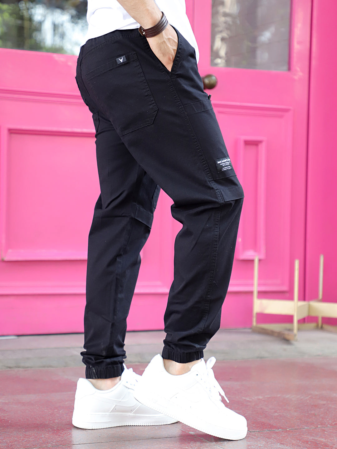VeroBlend Black Baggy Fit Cotton Cargo