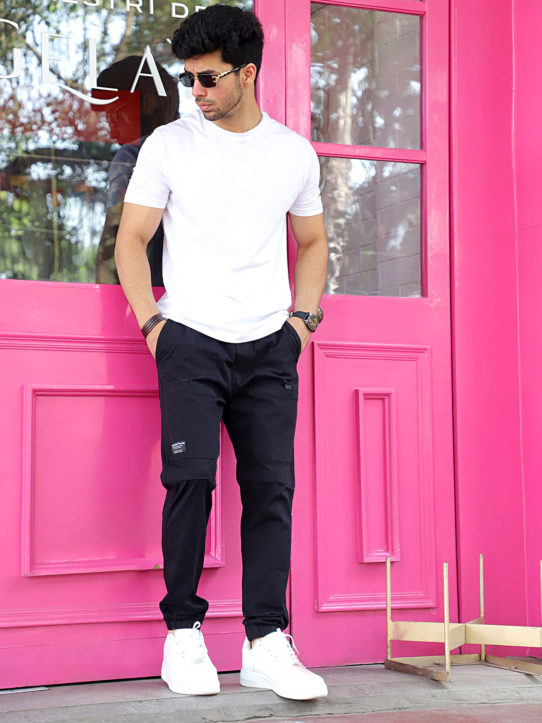 VeroBlend Black Baggy Fit Cotton Cargo