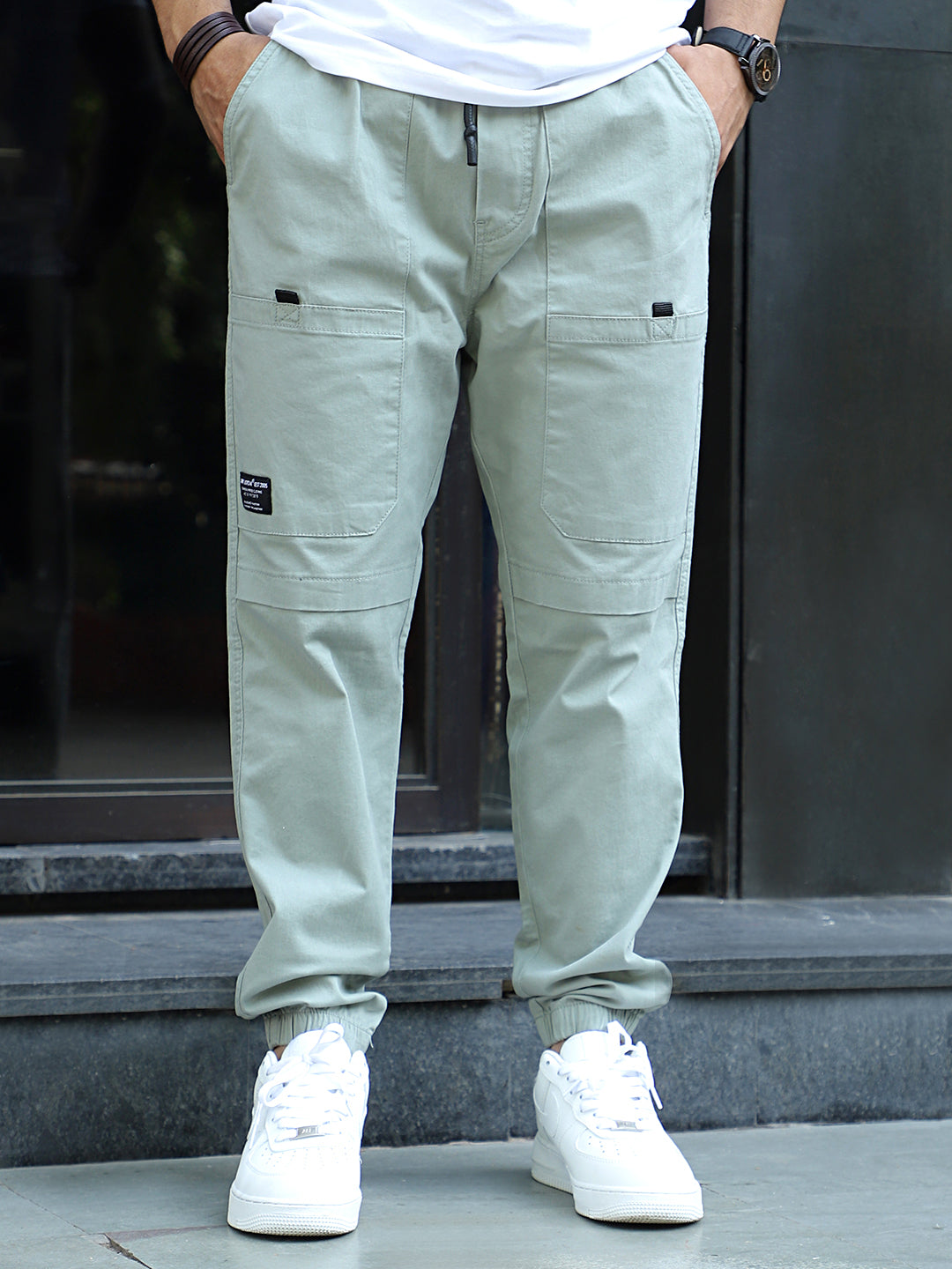 VeroBlend Pista Green Baggy Fit Cotton Cargo