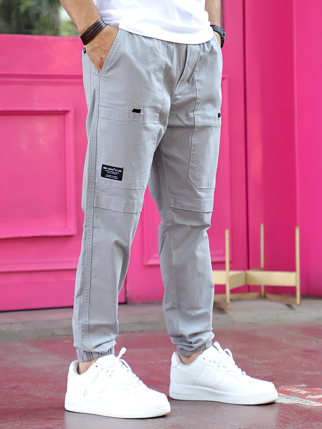 VeroBlend Ash Grey Baggy Fit Cotton Cargo