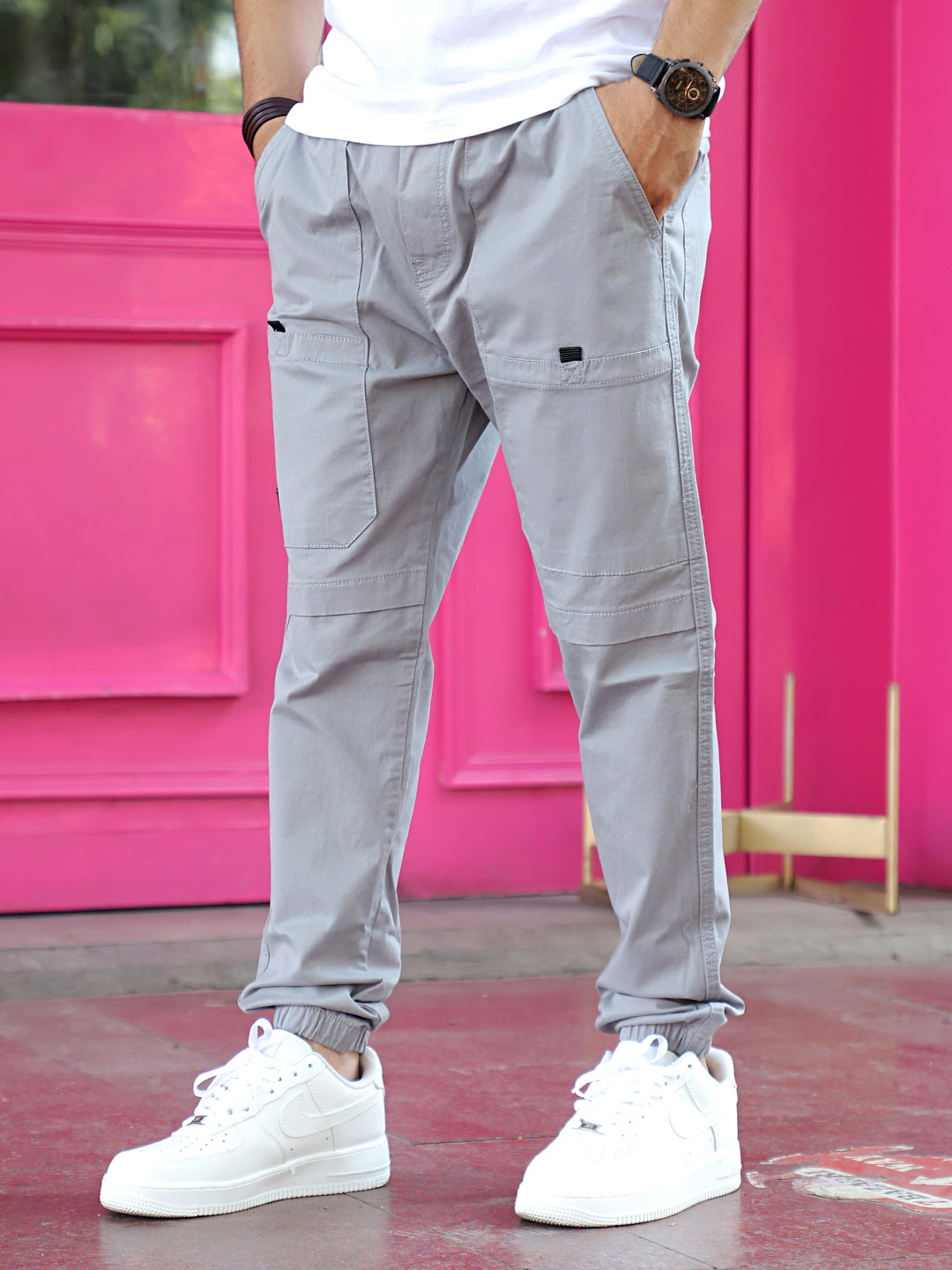 VeroBlend Ash Grey Baggy Fit Cotton Cargo