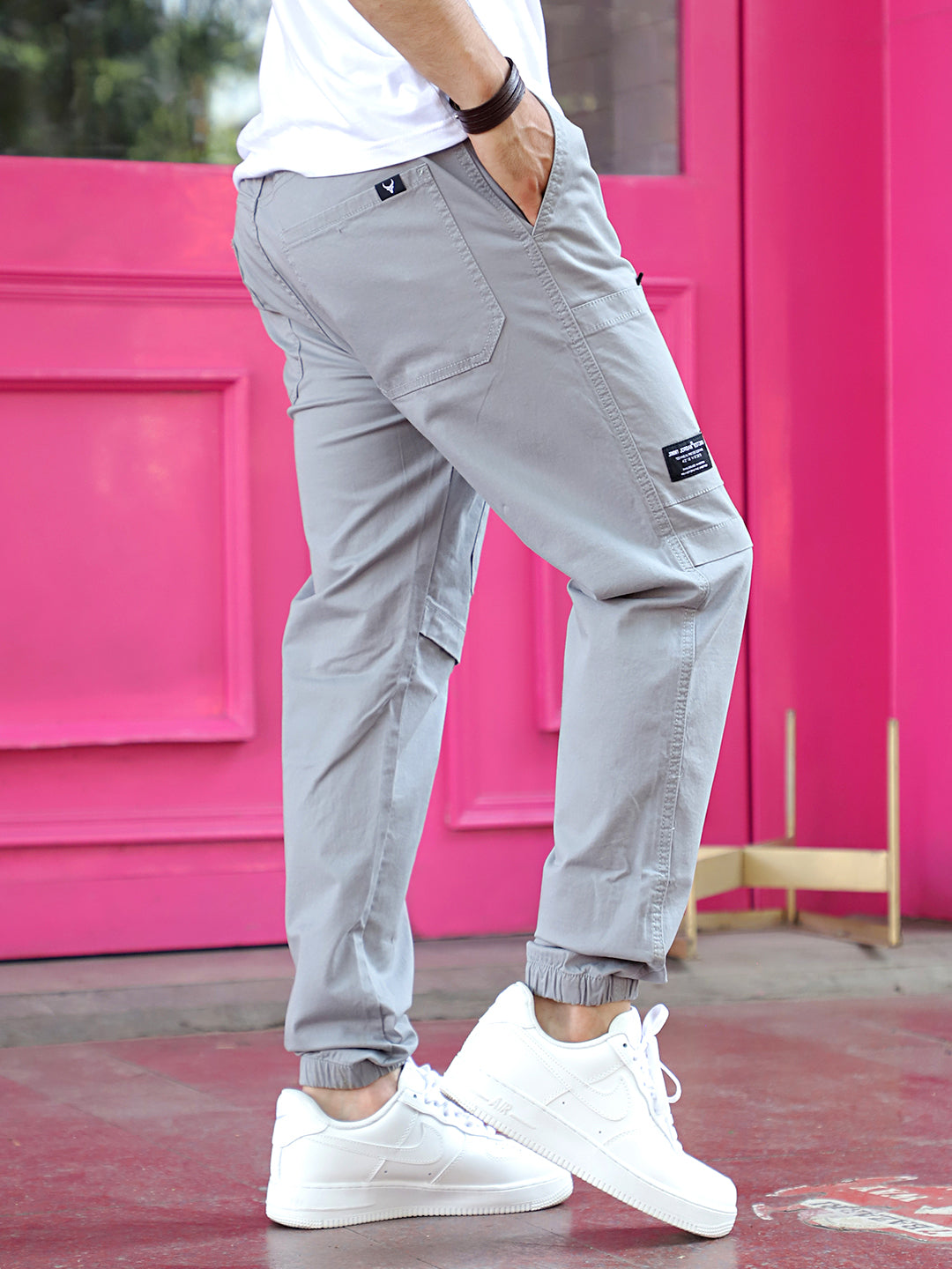 VeroBlend Ash Grey Baggy Fit Cotton Cargo