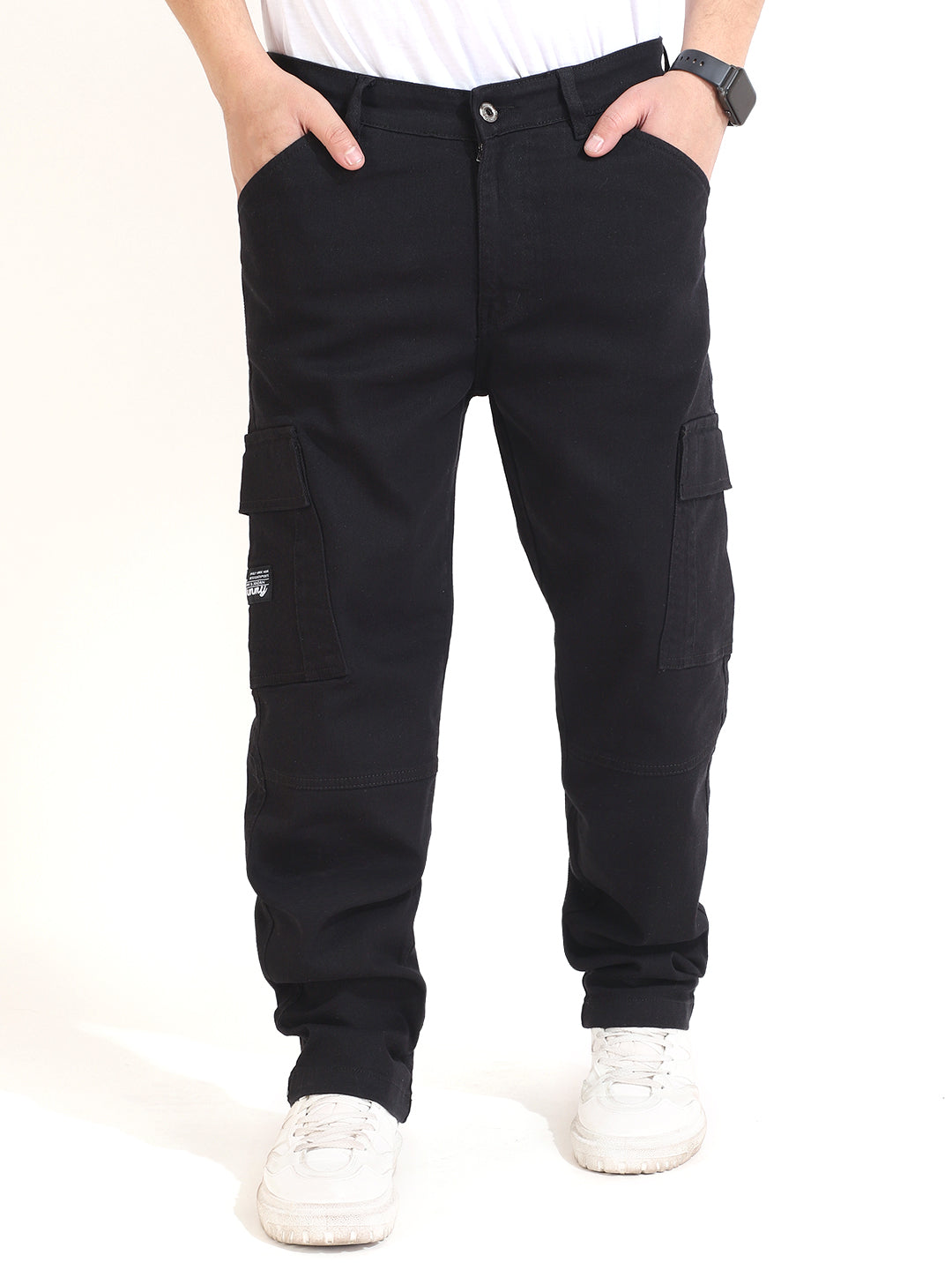 Black Drill Cotton Baggy Fit Cargo