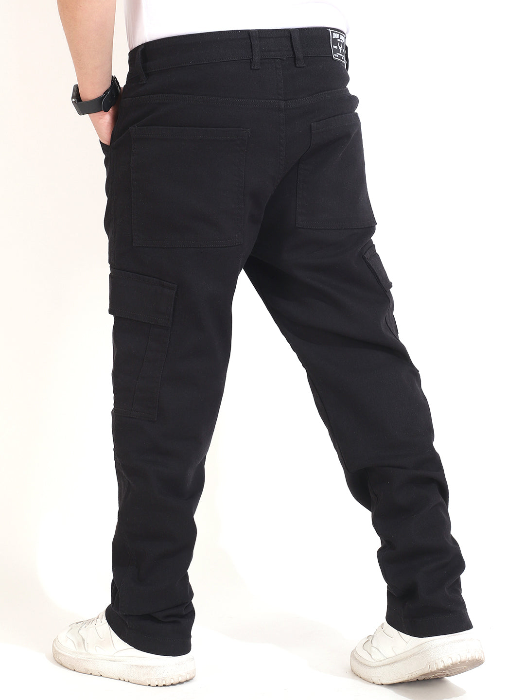Black Drill Cotton Baggy Fit Cargo