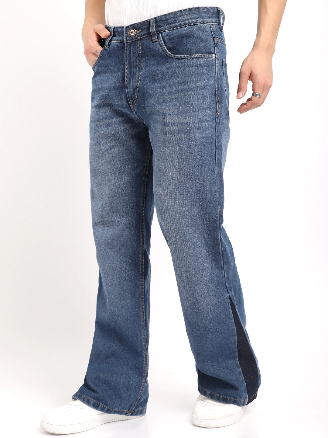 Men Dark Blue Bootcut Jeans