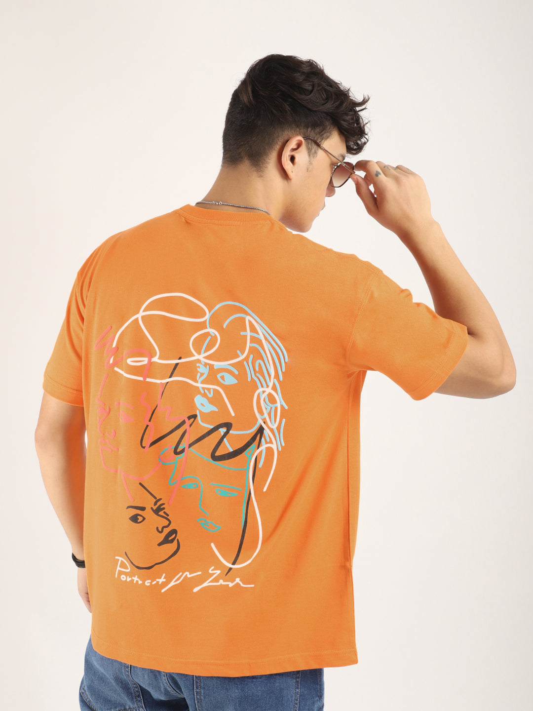 Orange Half Sleeves Oversized T-Shirt