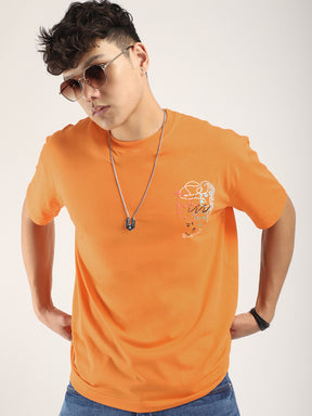 Orange Half Sleeves Oversized T-Shirt