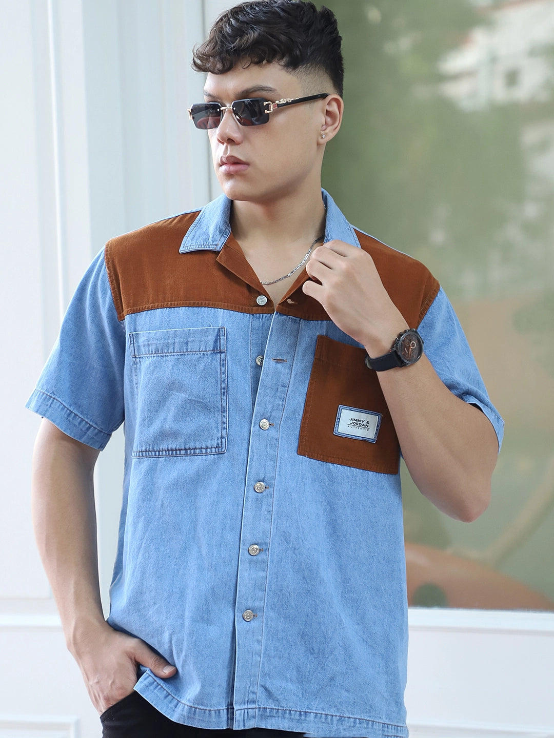 Calmyra Colembia Blue Denim Half Sleeve Shirt