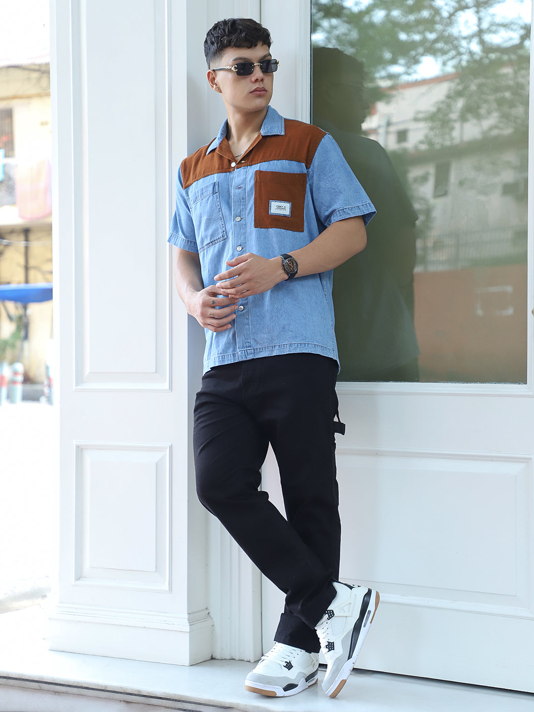 Calmyra Colembia  Blue Denim Half Sleeve Shirt