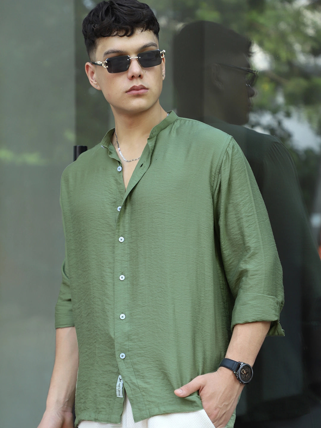 Nativeloom Light Green Full Sleeve Shirt