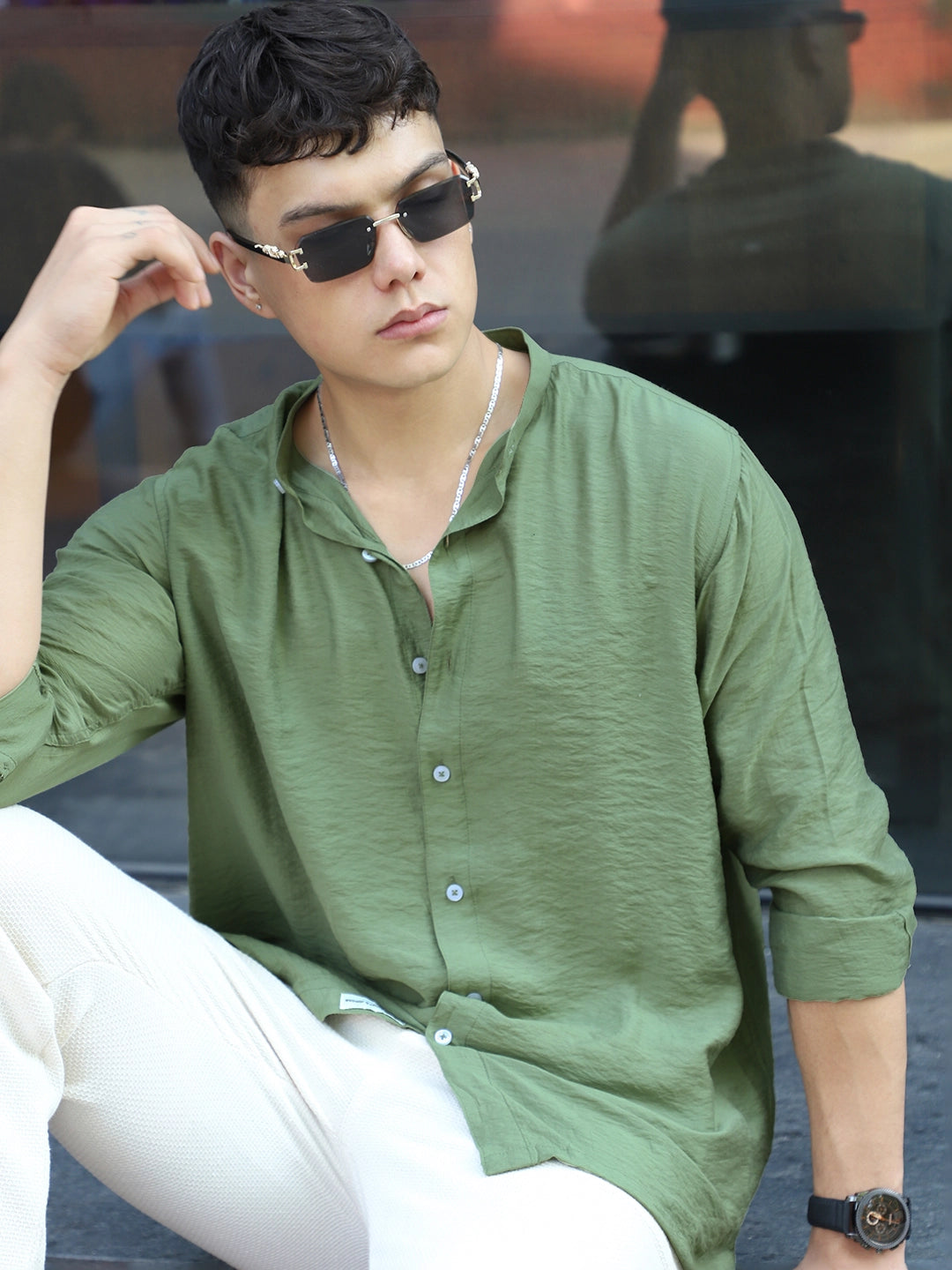 Nativeloom Light Green Full Sleeve Shirt