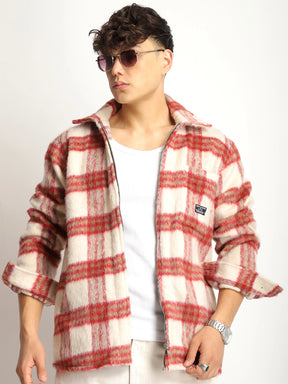 Windsor Wardrobe Red Pure Wool Check Shacket