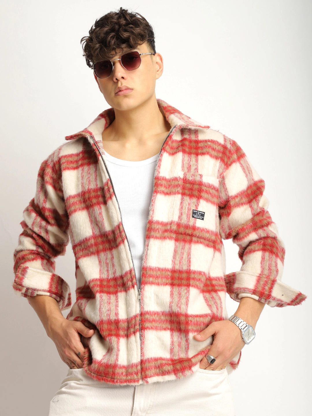 Windsor Wardrobe Red Pure Wool Check Shacket