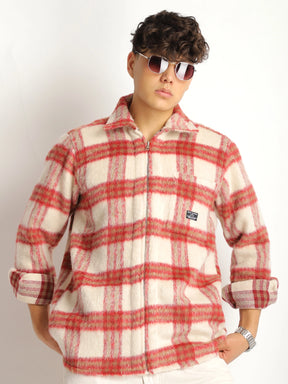 Windsor Wardrobe Red Pure Wool Check Shacket