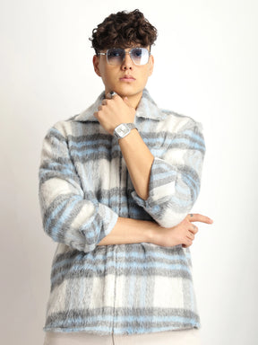 Windsor Wardrobe Sky Pure Wool Check Shacket