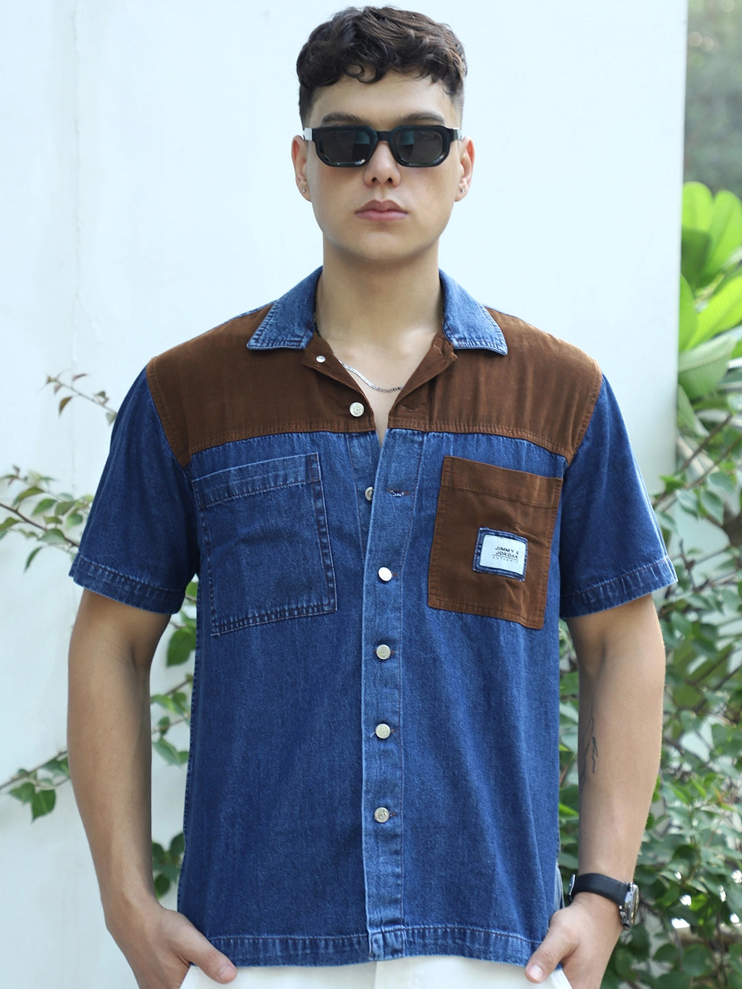 Calmyra Aegean Blue Denim Half Sleeve Shirt