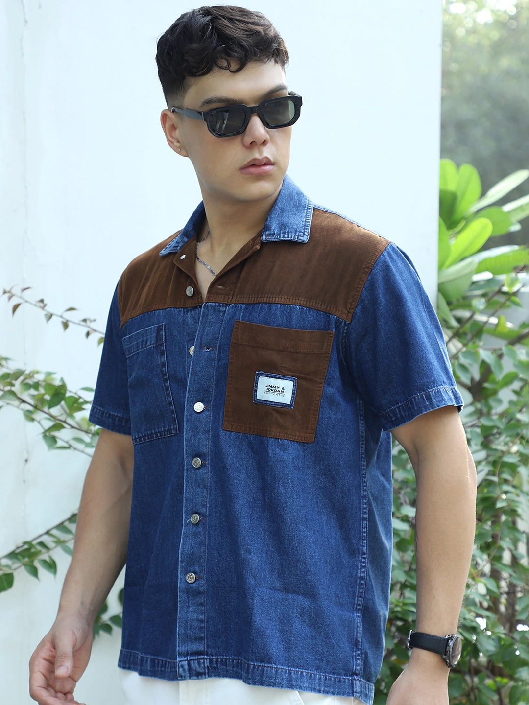 Calmyra Aegean Blue Denim Half Sleeve Shirt