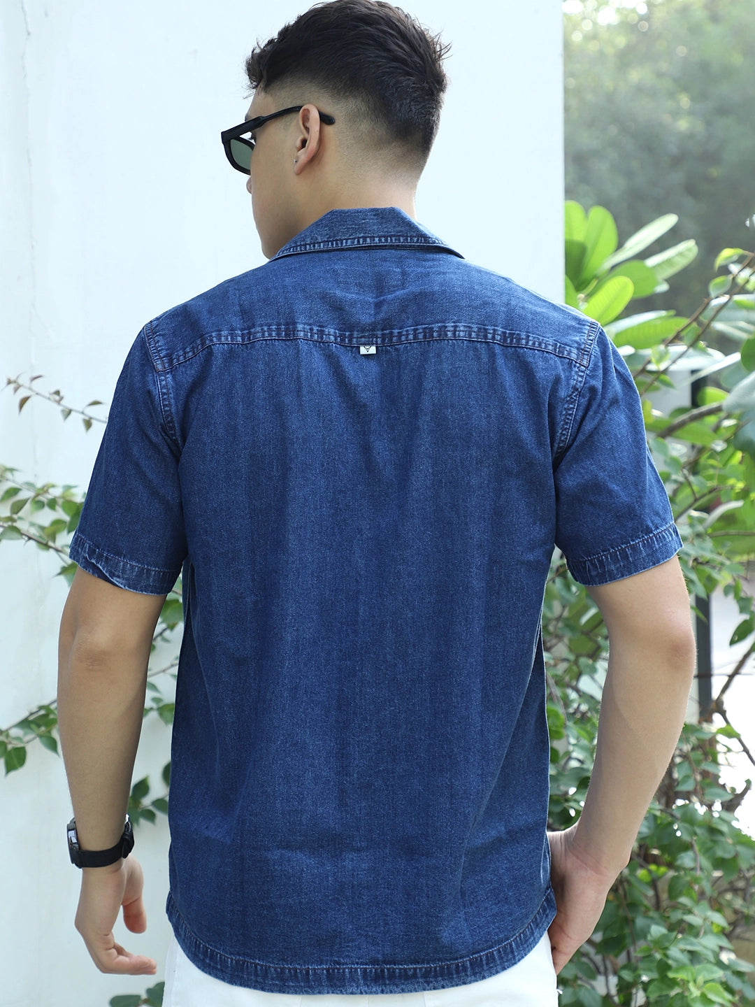 Calmyra Aegean Blue Denim Half Sleeve Shirt