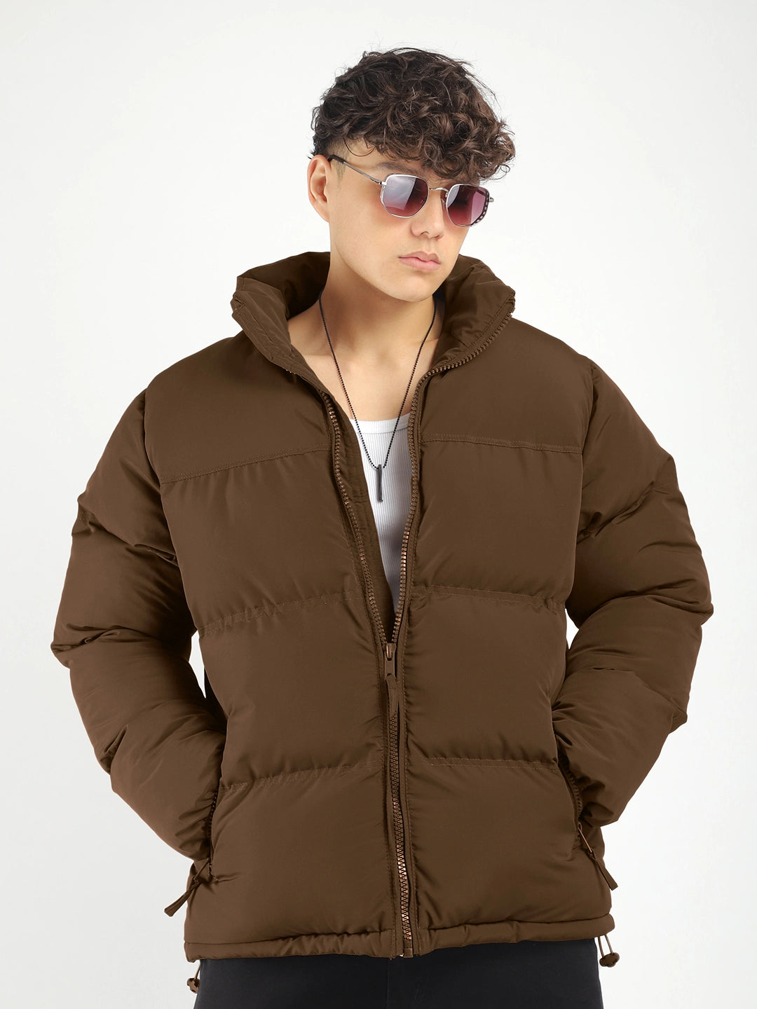 Oxford Street Style Chocolate Brown Puffer Jacket