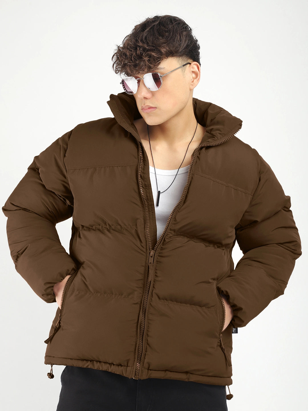 Oxford Street Style Chocolate Brown Puffer Jacket