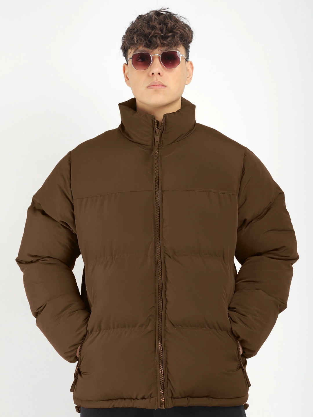 Oxford Street Style Chocolate Brown Puffer Jacket