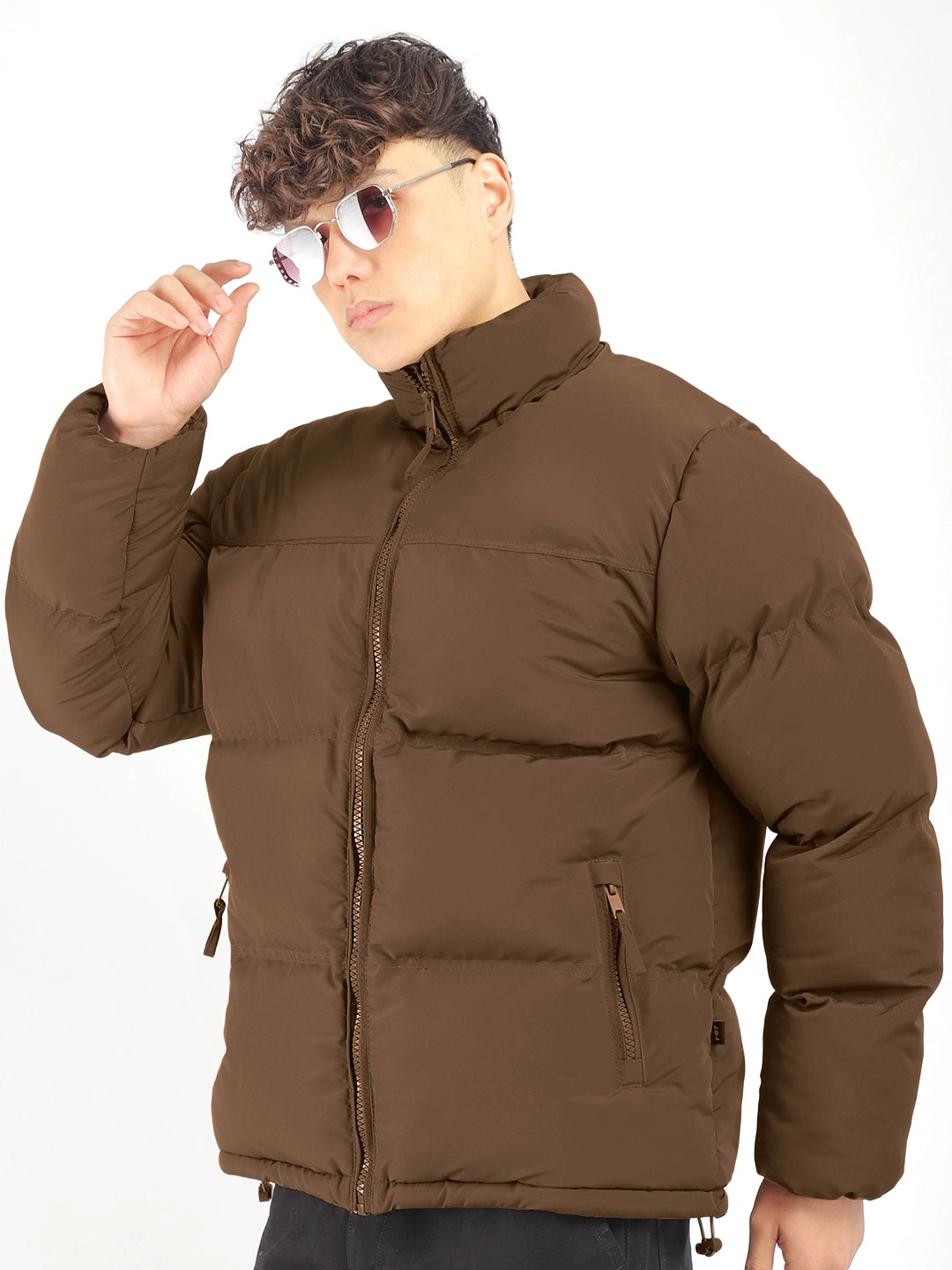 Oxford Street Style Chocolate Brown Puffer Jacket