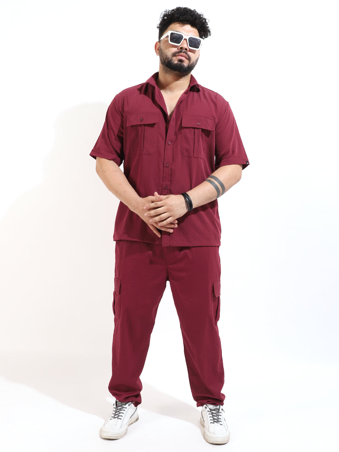 Wine Solid Co-ord Set