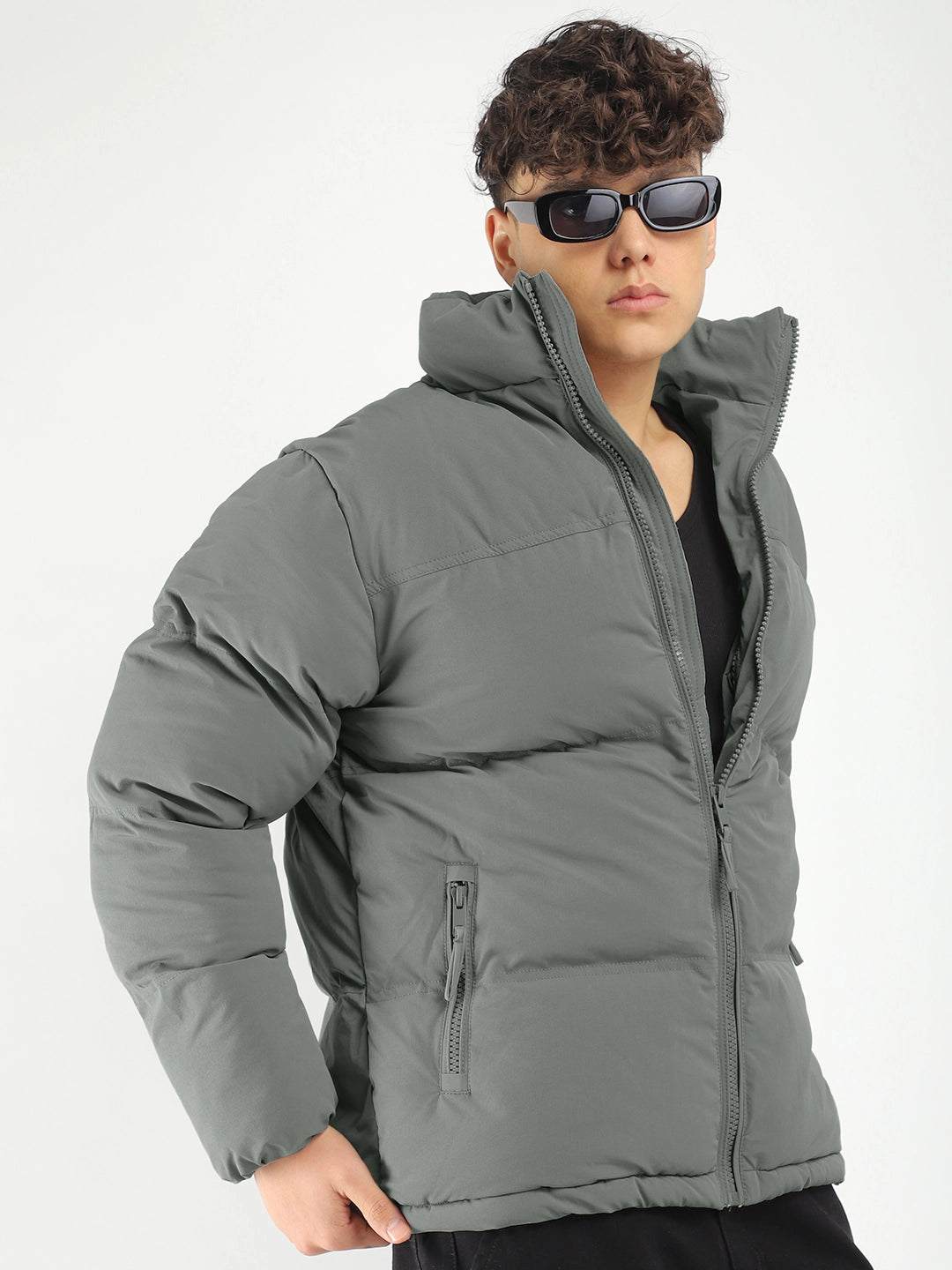 Men Grey Puffer Jacket