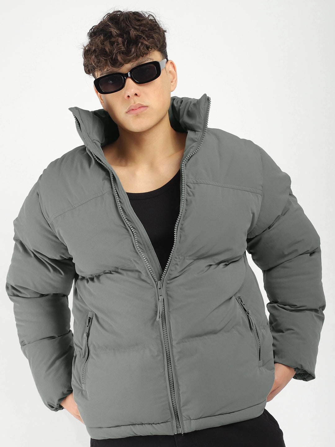 Men Grey Puffer Jacket