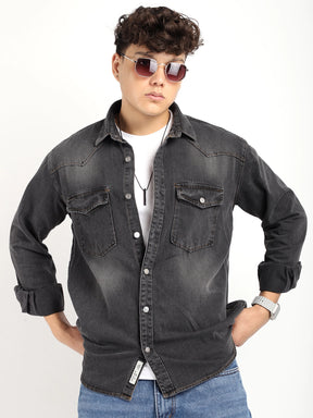 Cotswold Casual Charcoal Denim Shirt