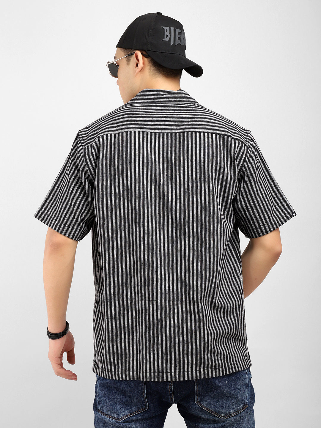 Mod Stripe Black Half Sleeve Shirt