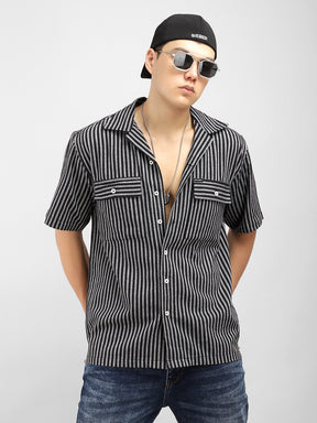 Mod Stripe Black Half Sleeve Shirt