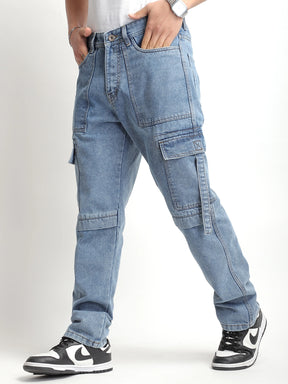 Pinnacle Threads Light Blue Denim Cargo