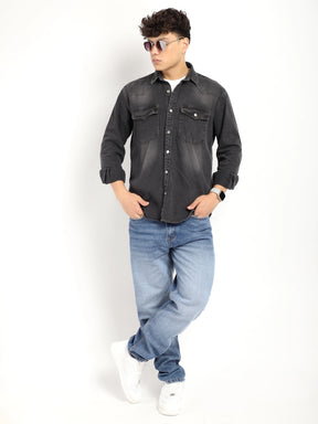 Cotswold Casual Charcoal Denim Shirt