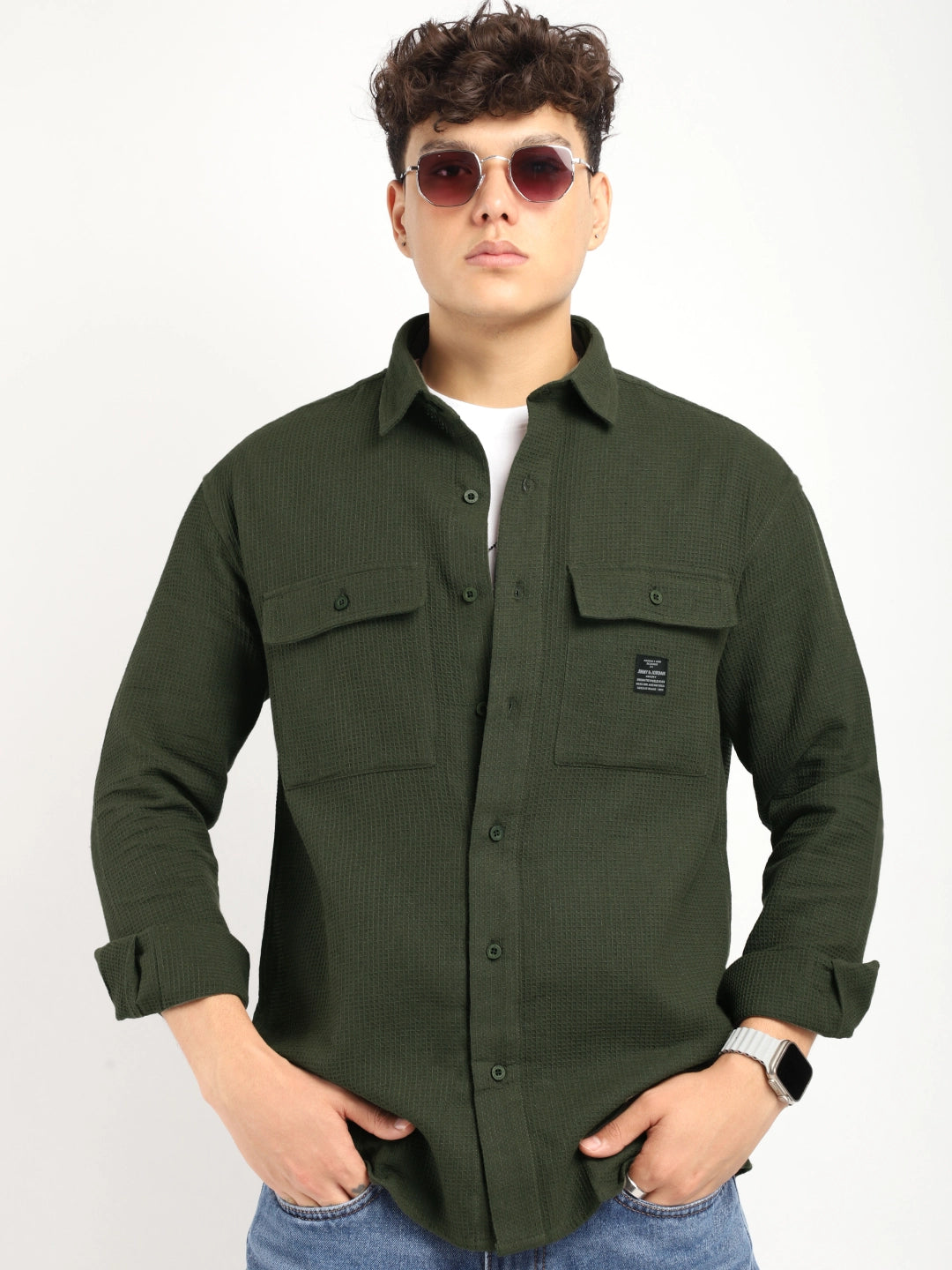 British Vintage Olive Full Sleeve Shirt