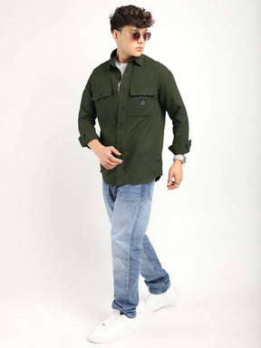 British Vintage Olive Full Sleeve Shirt