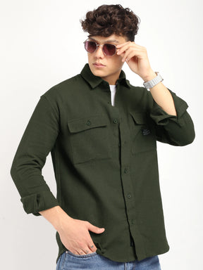 British Vintage Olive Full Sleeve Shirt