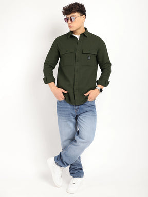 British Vintage Olive Full Sleeve Shirt