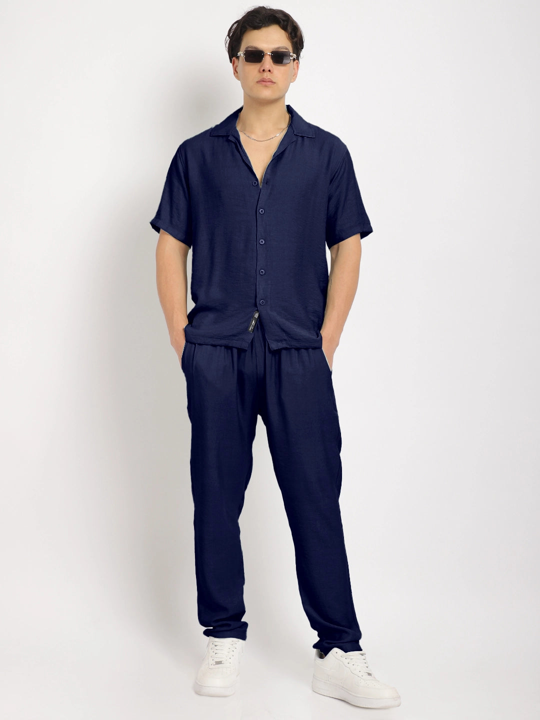 Linen Atlantica Navy Co-Ord Set