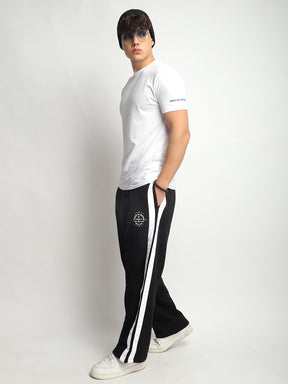 Stratford Black Cotton Loose Straight Fit Sweatpants