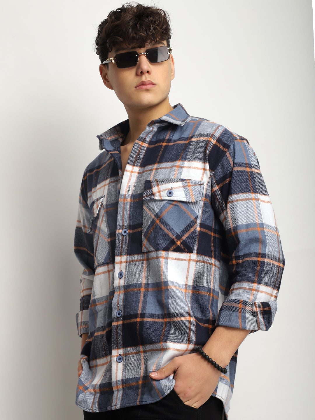 Harmony Palade Check Sky Grey Full Sleeve Shirt